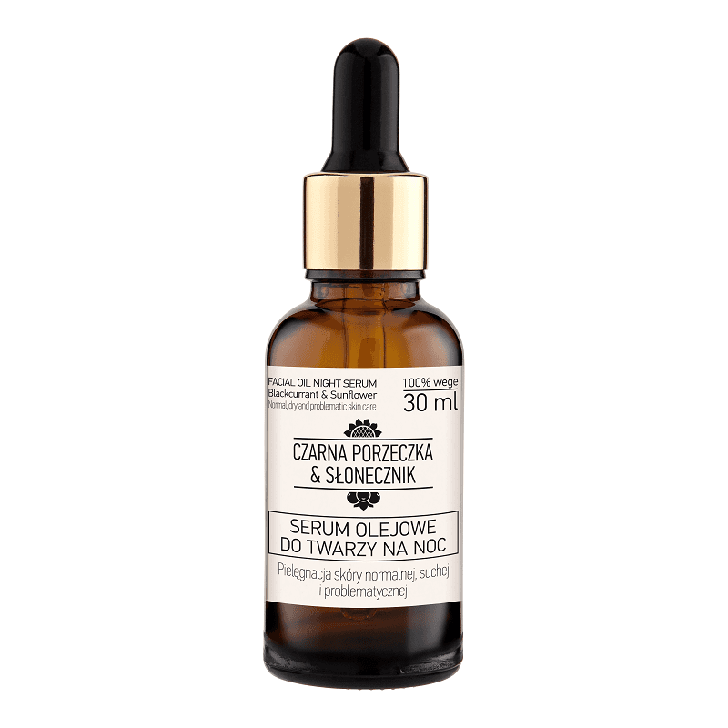 Serum olejowe do twarzy na noc czarna porzeczka & słonecznik 30 ml - naturalne pochodzenie składników